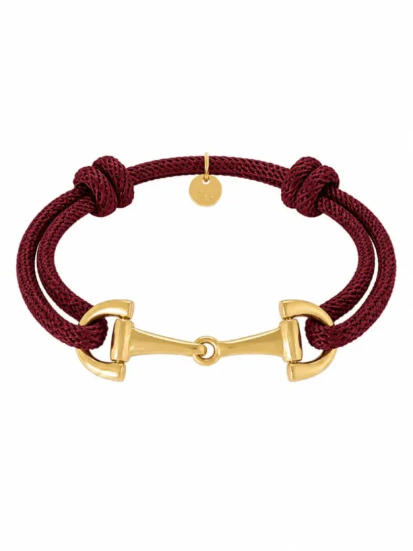 Armband_met_touw_en_gouden_schakels_aubergine