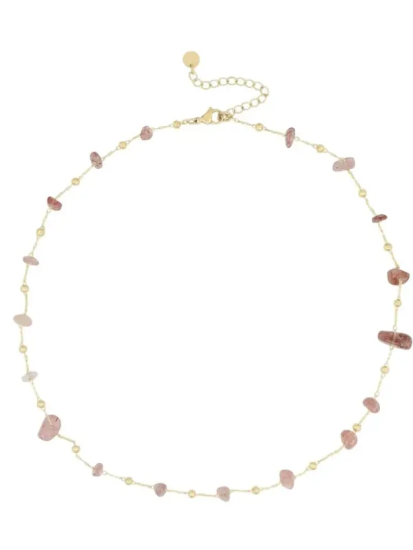 Fijn_kort_kettinkje_met_ongelijke_edelsteentjes_in_warm_roze