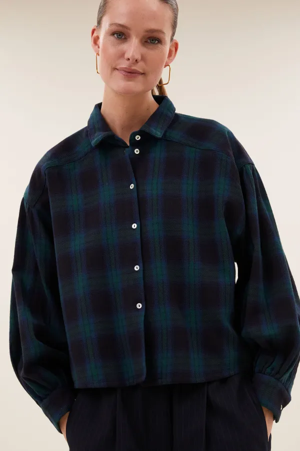 sarah_short_green_check_blouse